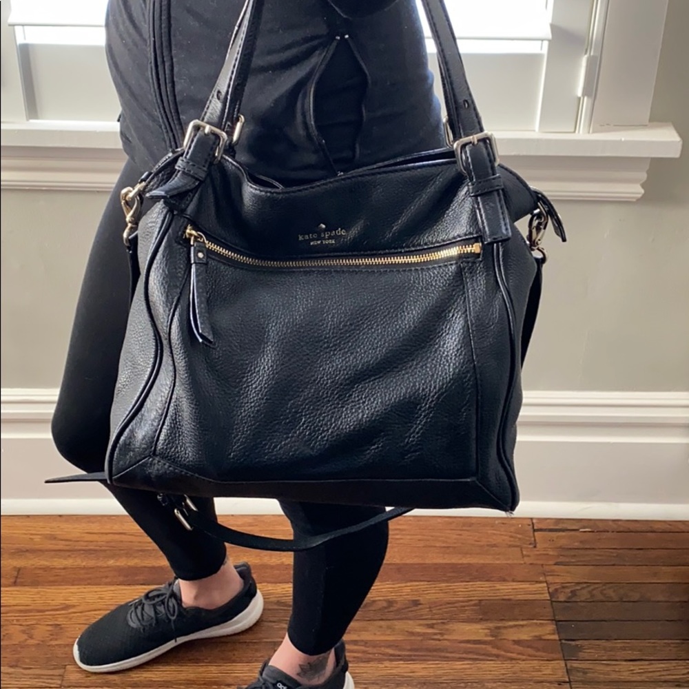 Kate spade black leather shoulder crossbody purse